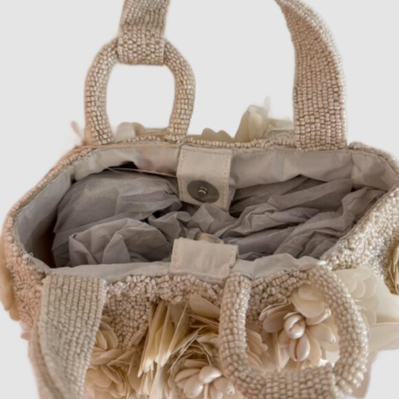 White Beaded Bag Made in India - Picture 4 of 5